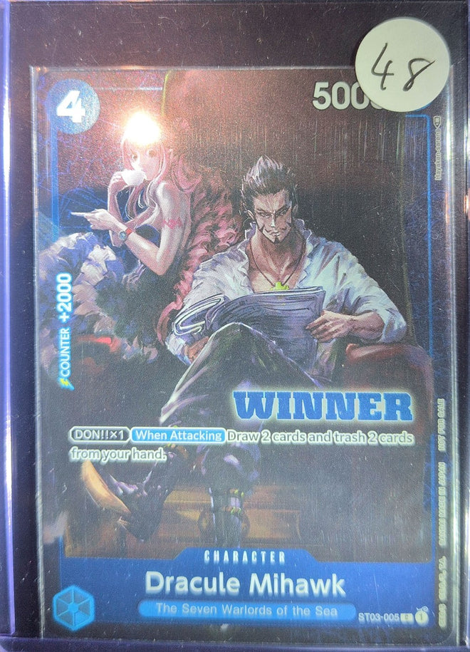 One Piece Card Game: Dracule Mihawk (Winner Pack Vol. 4) (ST03-005) — photo of the actual card