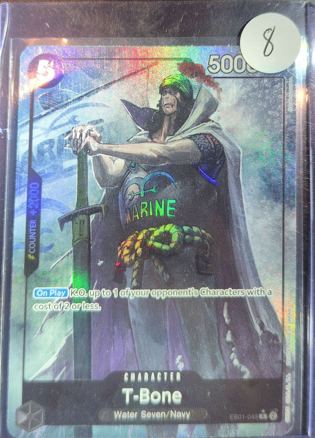 One Piece Card Game: T-Bone (Alternate Art) (EB01-049) — photo of the actual card