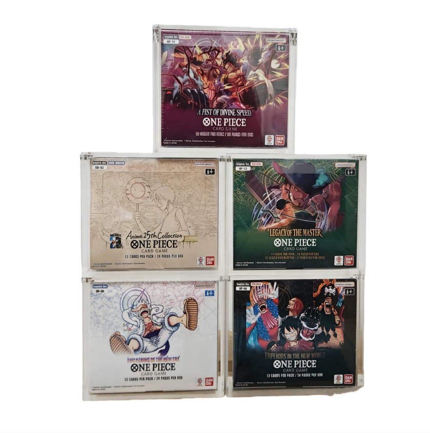 One Piece Card Game: Booster Box Acrylic Case — stacked display