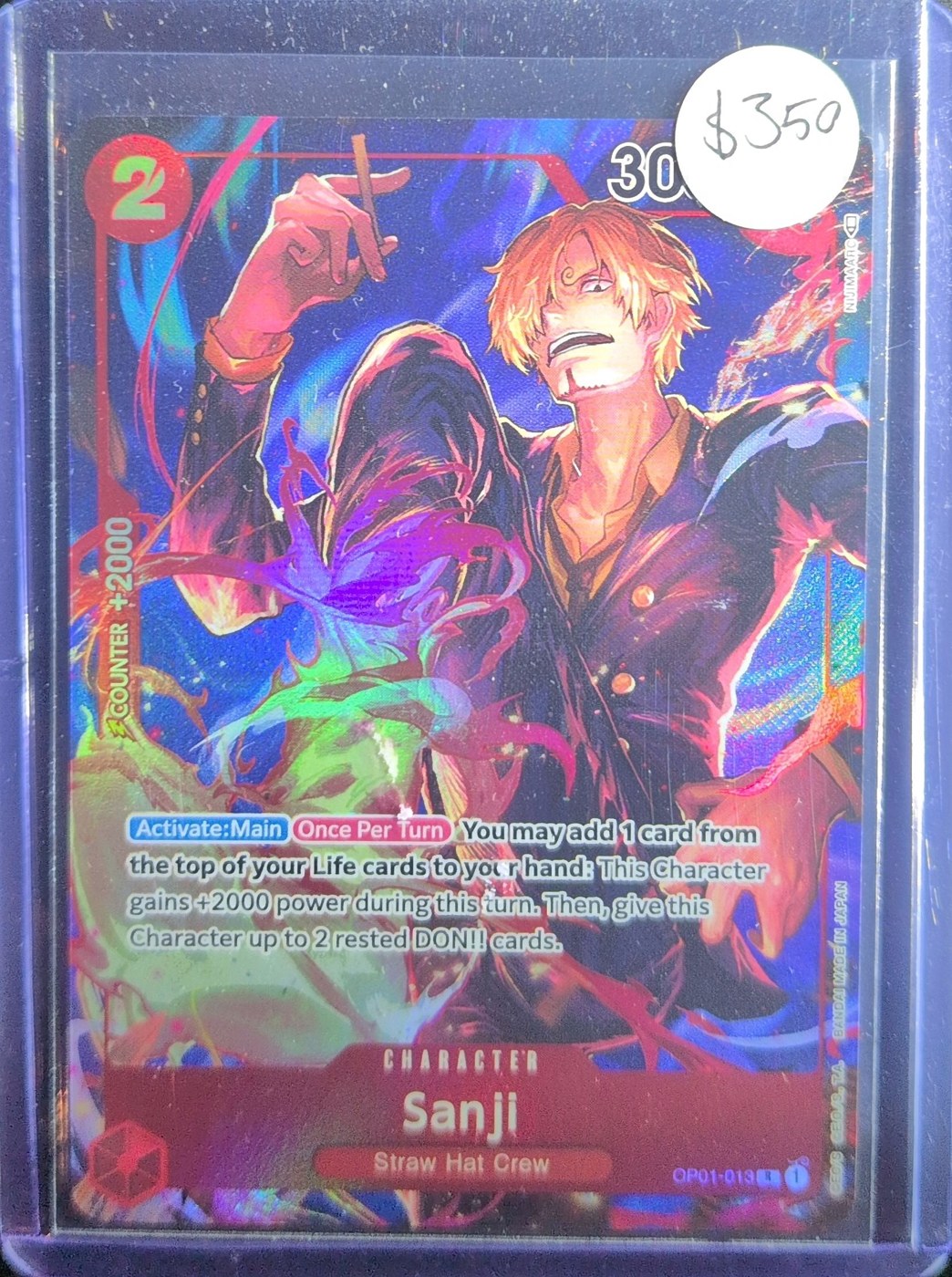 One Piece Card Game: Sanji (Parallel) (OP01-013) — photo of the actual card