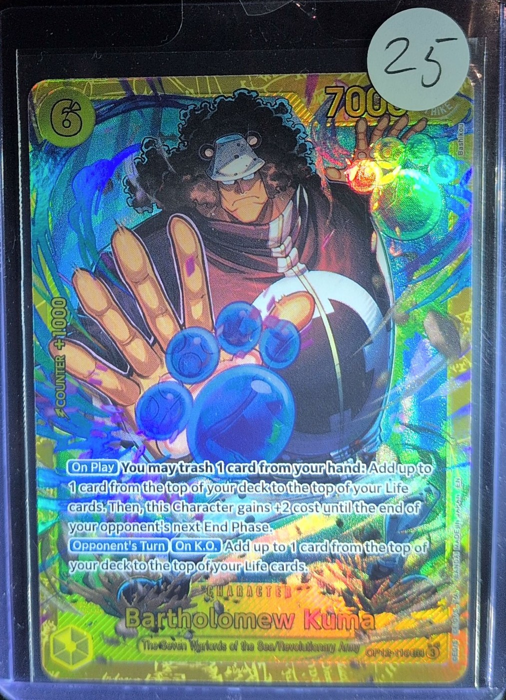 One Piece Card Game: Bartholomew Kuma (OP12-119) — photo of the actual card