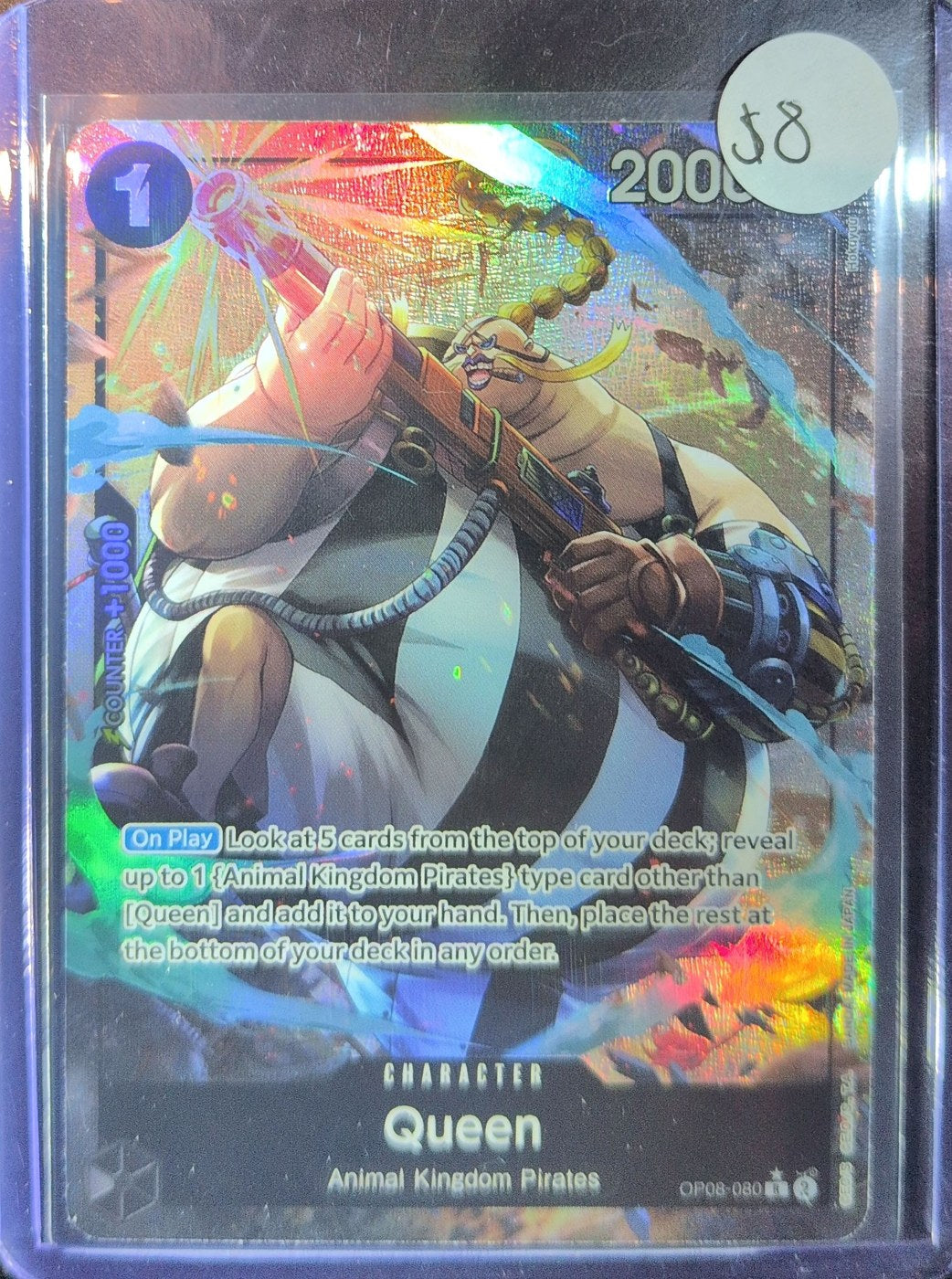 One Piece Card Game: Queen (Parallel) (OP08-080) — photo of the actual card